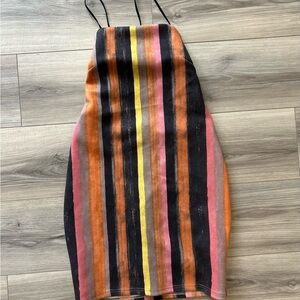 French Kyss Striped Black and Orange Dress
